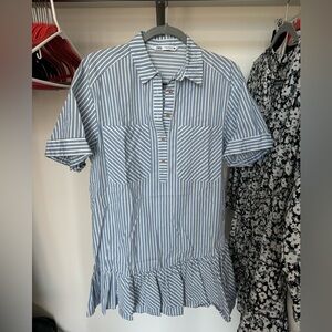 Zara white and blue strip short dress